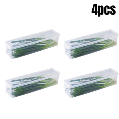 Refrigerator Storage Box With Lid Plastic Fresh Keeping Box Sealed Container For Kitchen Scallions  5