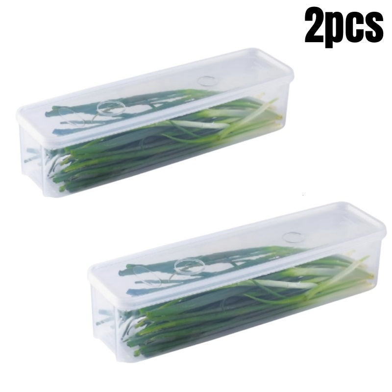 Refrigerator Storage Box With Lid Plastic Fresh Keeping Box Sealed Container For Kitchen Scallions  6