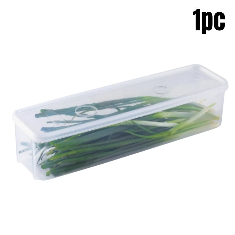 Refrigerator Storage Box With Lid Plastic Fresh Keeping Box Sealed Container For Kitchen Scallions  7