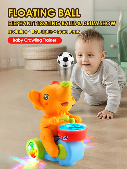 Crawling Sensory Activity Electric Walking Drummer Elephant Toy with Light Music - Montessori Learning Gift for Kids