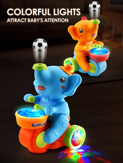 Crawling Sensory Activity Electric Walking Drummer Elephant Toy with Light Music - Montessori Learning Gift for Kids