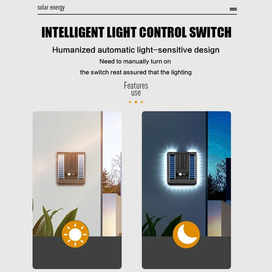 Outdoor Solar Sensor Wall Light Waterproof Folding Light Adjustable For Courtyards Balconies 4