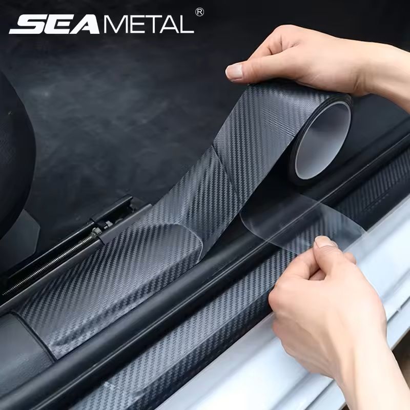 3D CarbonFiber Car Door  Threshold Protective Film AntiScratch WearResistant Waterproof Matte Stick 22