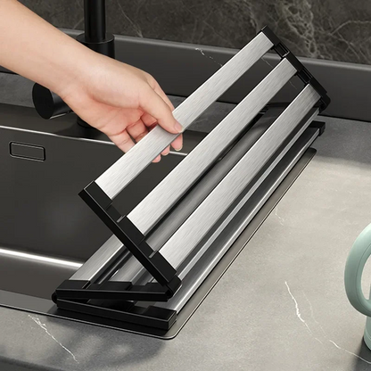 Stainless Steel Kitchen Sink Drain Rack, Foldable Retractable Drain Basket, Sink Bowl and Dish Storage Rack