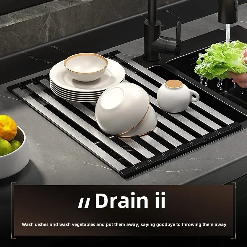 Stainless Steel Kitchen Sink Drain Rack Foldable Retractable Drain Basket Sink Bowl And Dish Storag 2