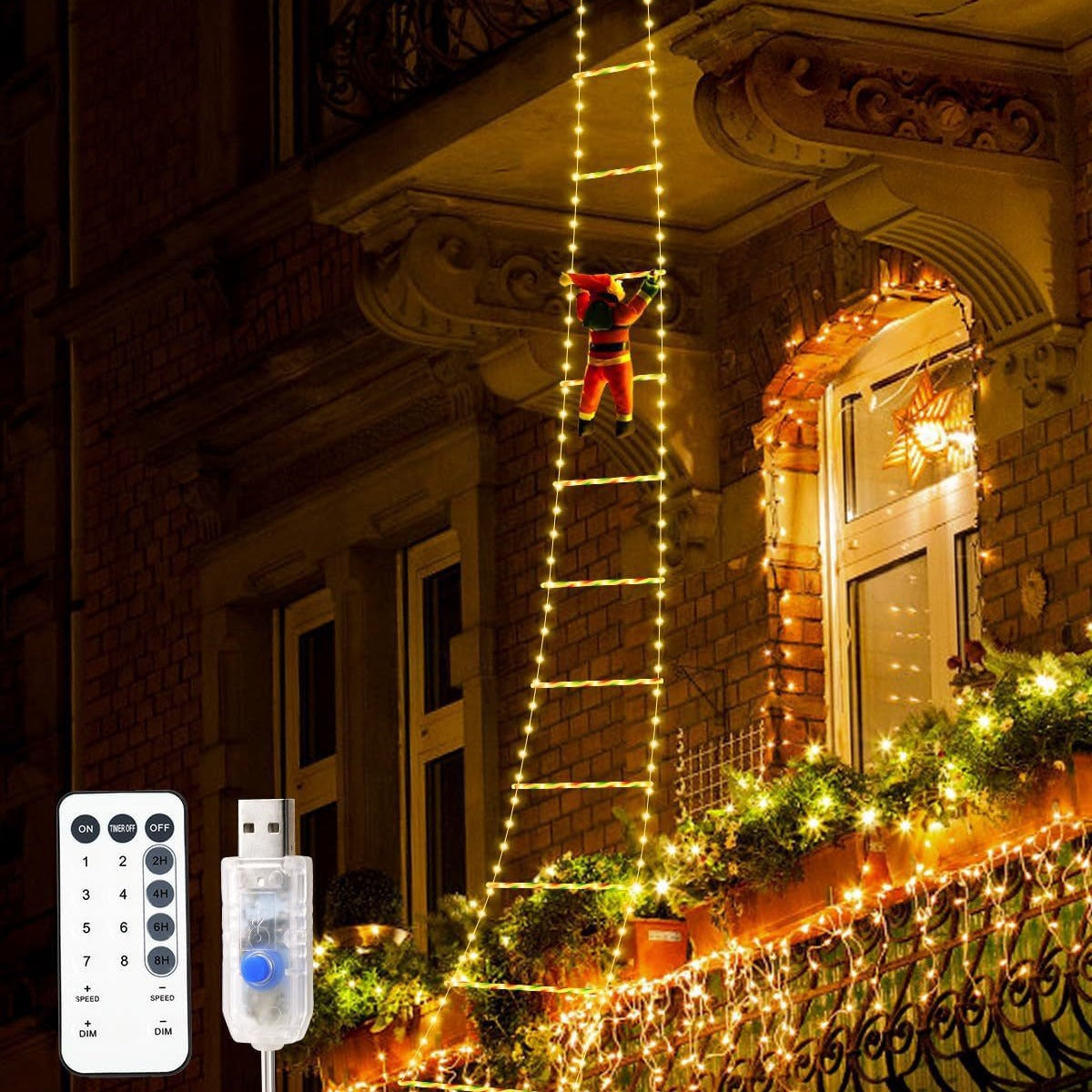 Christmas Decoration LED Santa Claus Climbing Ladder Light Flashing Modes For Xmas Tree Best Home W 5