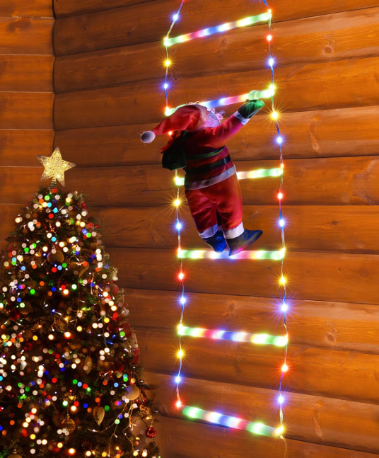 Christmas Decoration LED Santa Claus Climbing Ladder Light Flashing Modes For Xmas Tree Best Home W 7