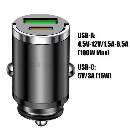 100 W Hidden Car USB Charger Dual USB Port Cigarette Lighter Adapter With 30 W PD Fast Charging iPh 3