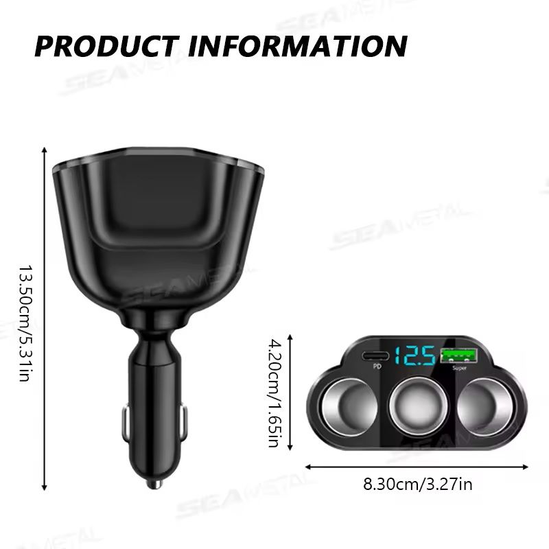 5in1 336 W HighPower Car Charger 66 W USB SuperCharging Cigarette Lighter Splitter Adapter For Cars 2