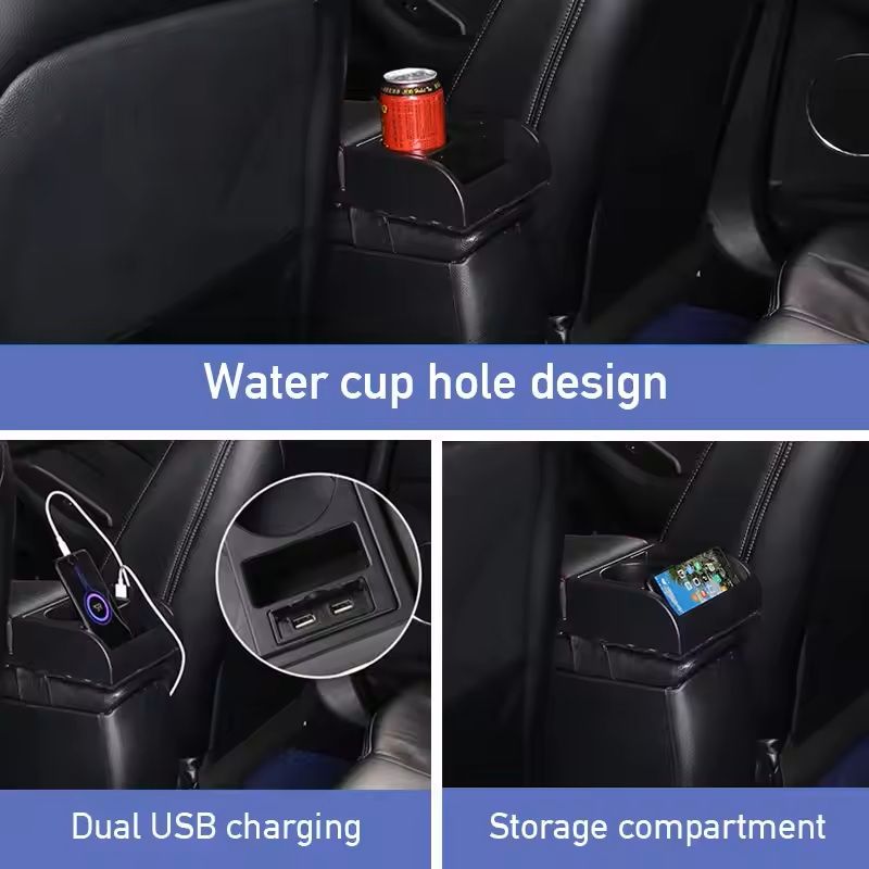 Universal Car Armrest Box Extender Adjustable Auto Elbow Support With USB Charging Ports  Cup Holde 7
