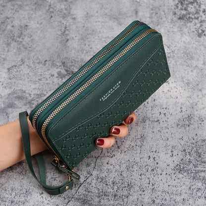Fashion Embossed Ladies Long Zipper Wallet New Purse Large Capacity Mobile Phone Pocket 3