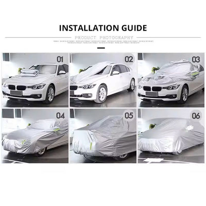 Full-Wrapped Waterproof Outdoor Car Cover Heavy-Duty Snowproof Auto Protection Cover for SUVs & Cars (Universal Fit)