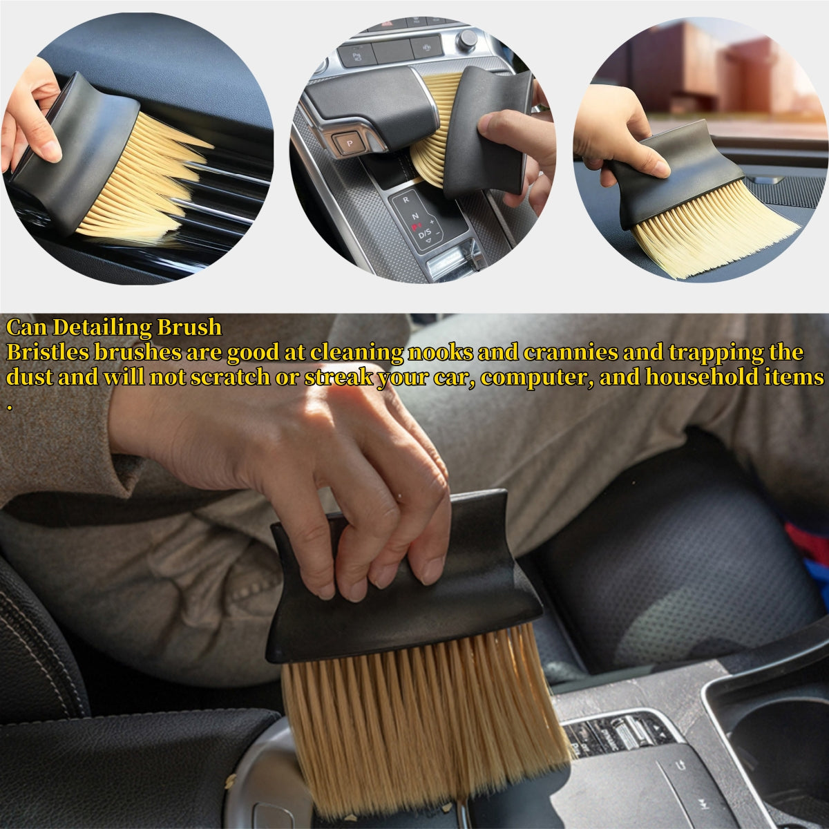 Car Cleaning Brushes HighDensity Bristles Dusting Tool For Dashboard And Vents 6