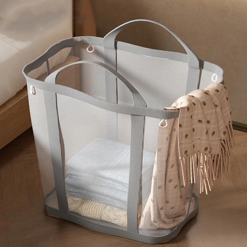 Folding Laundry Basket With Handle For Clothes Toys Storage And Bathroom Organization 4