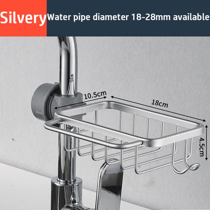 Kitchen Sink Drain Rack Sponge Storage Basket Faucet Holder Aluminum Soap Drainer Shelf Organizer S 7