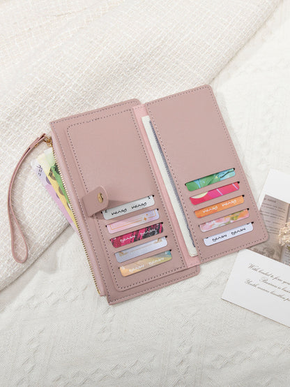 Womens Wallet Ultra Thin Mini PU Leather Coin Purse Multifunctional Long Card Bag Handheld Credit C 1