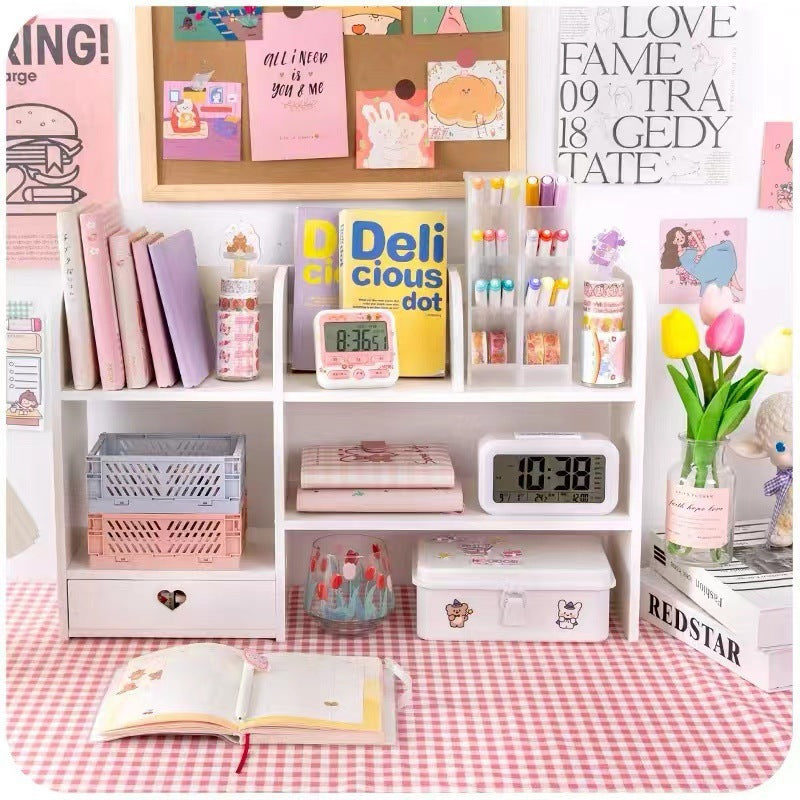 DoubleLayer Desktop Organizer Rack Office Desk Storage Stationery Shelf Cosmetic Organizer 3