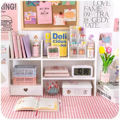 DoubleLayer Desktop Organizer Rack Office Desk Storage Stationery Shelf Cosmetic Organizer 3