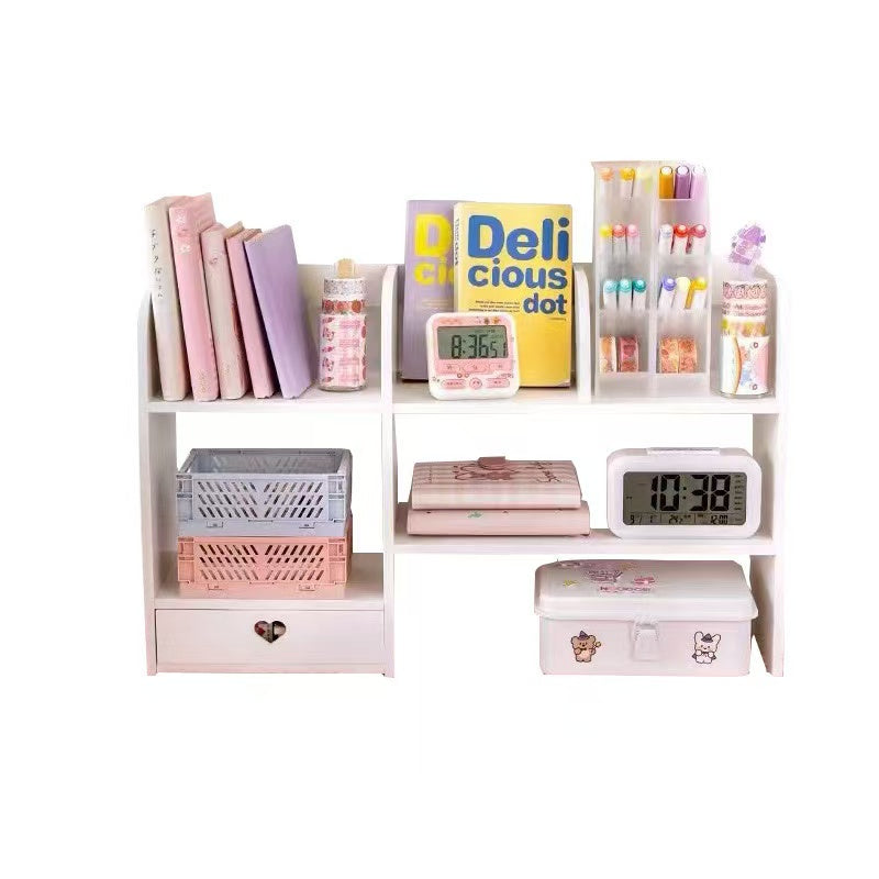 DoubleLayer Desktop Organizer Rack Office Desk Storage Stationery Shelf Cosmetic Organizer 4