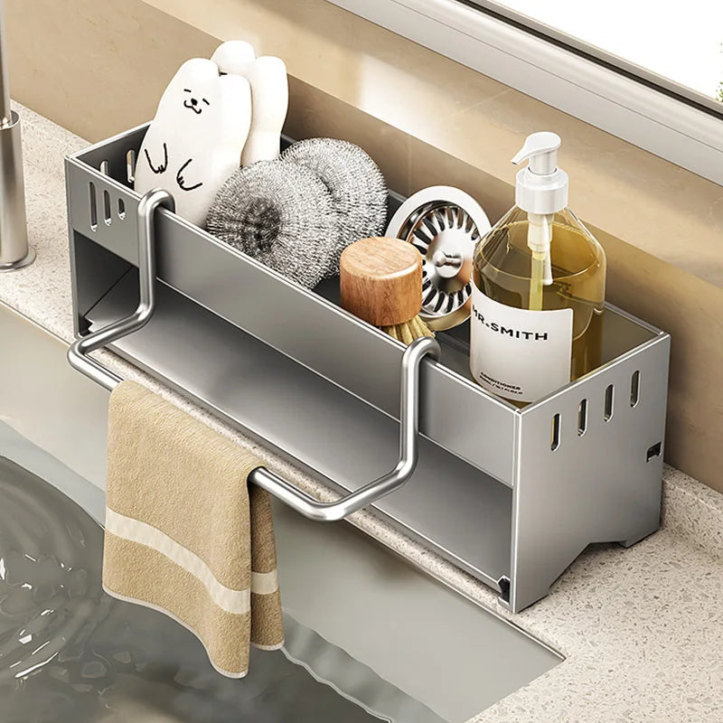Kitchen Storage Rack Stainless Steel Large-capacity Sink Organiser Draining Rack