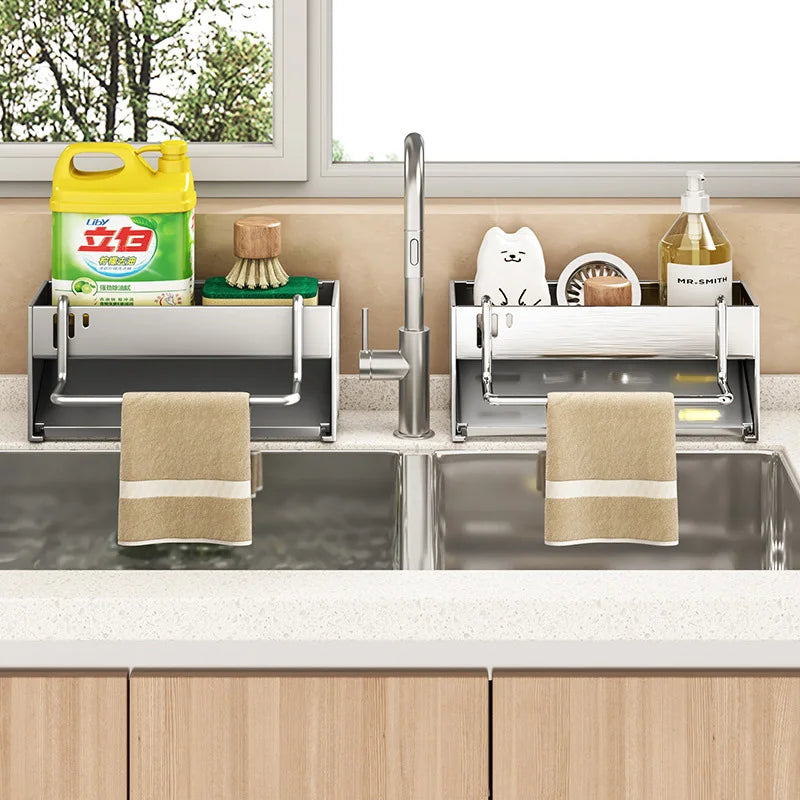 Kitchen Storage Rack Stainless Steel Largecapacity Sink Organiser Draining Rack 3
