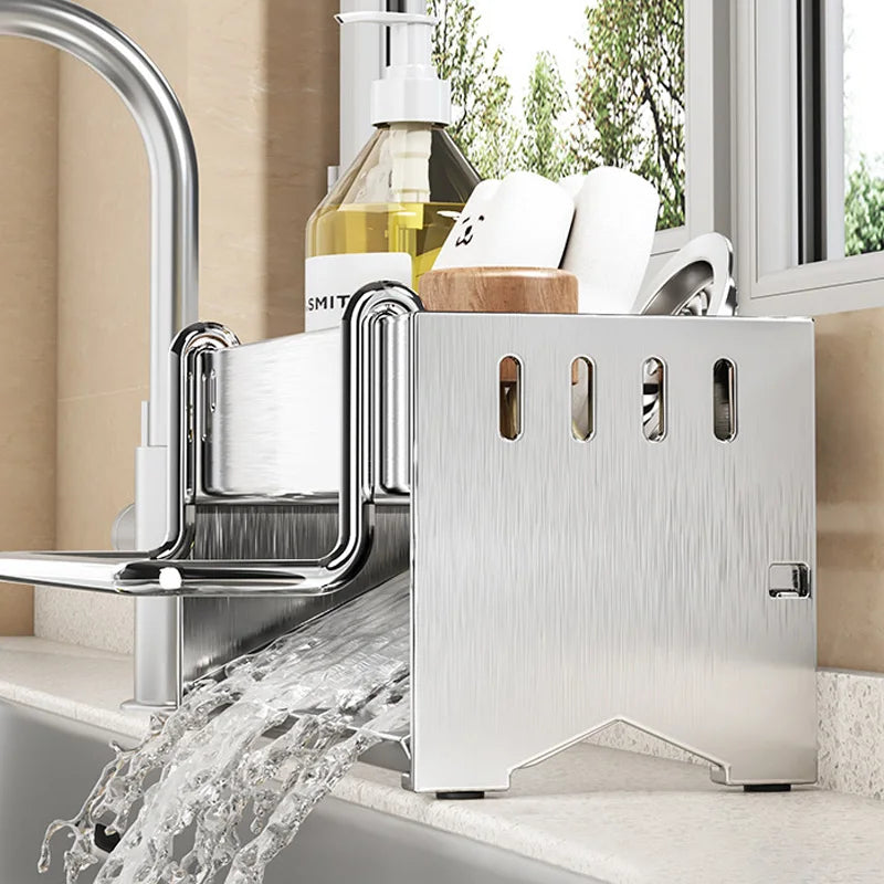 Kitchen Storage Rack Stainless Steel Largecapacity Sink Organiser Draining Rack 4
