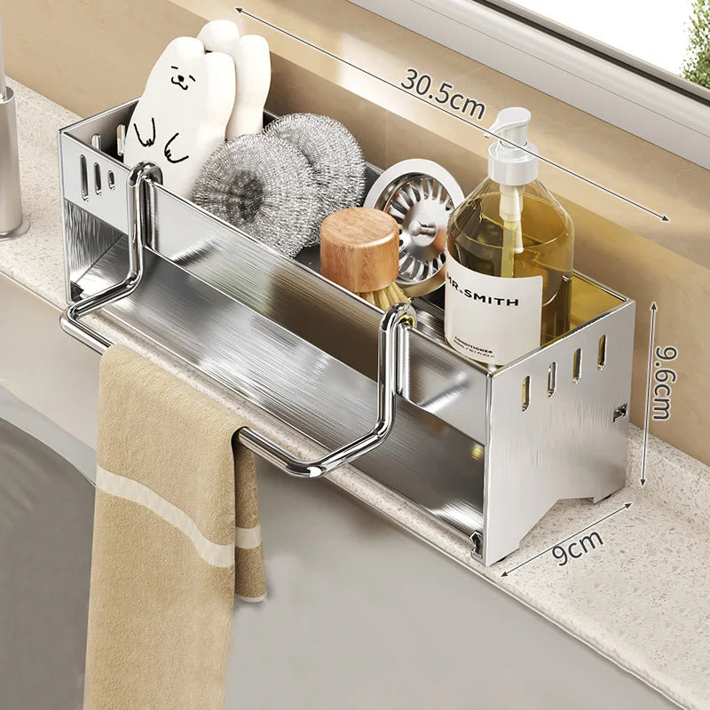 Kitchen Storage Rack Stainless Steel Largecapacity Sink Organiser Draining Rack 6