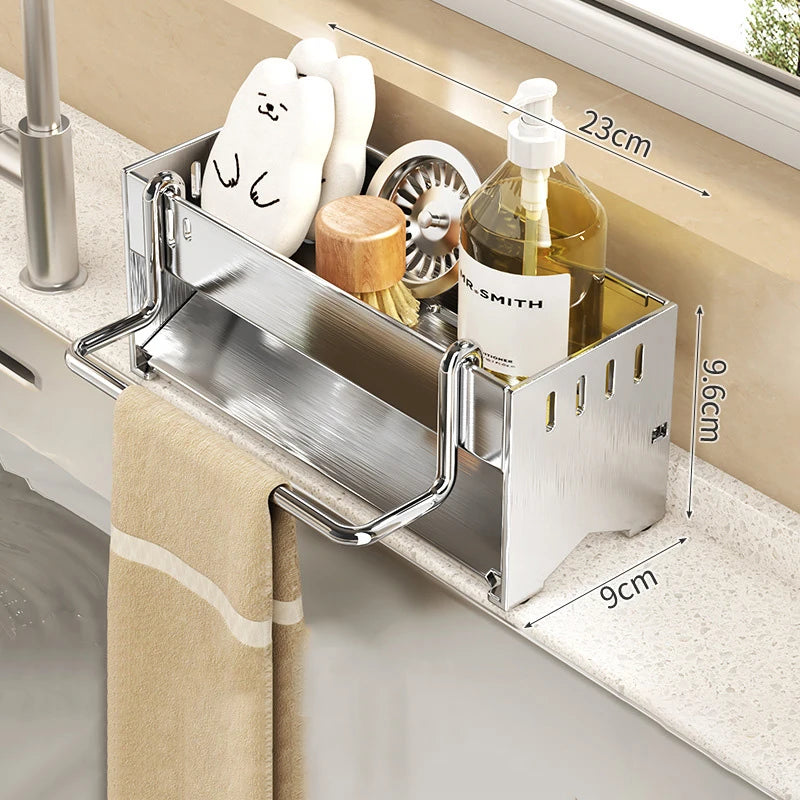 Kitchen Storage Rack Stainless Steel Largecapacity Sink Organiser Draining Rack 7