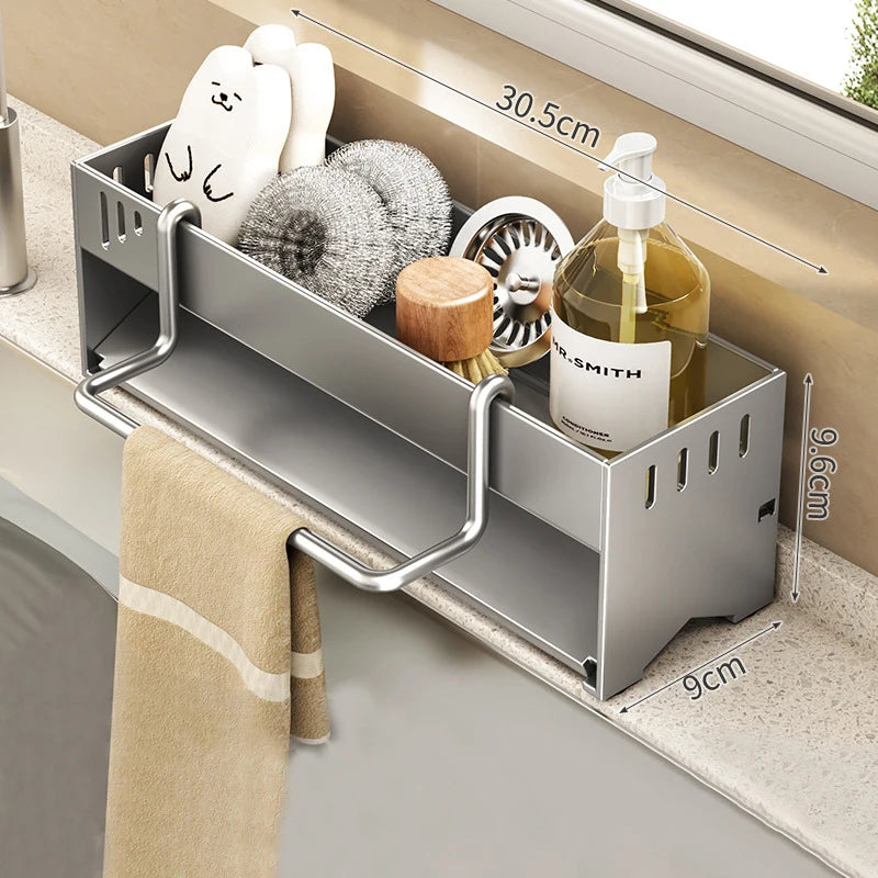 Kitchen Storage Rack Stainless Steel Largecapacity Sink Organiser Draining Rack 8