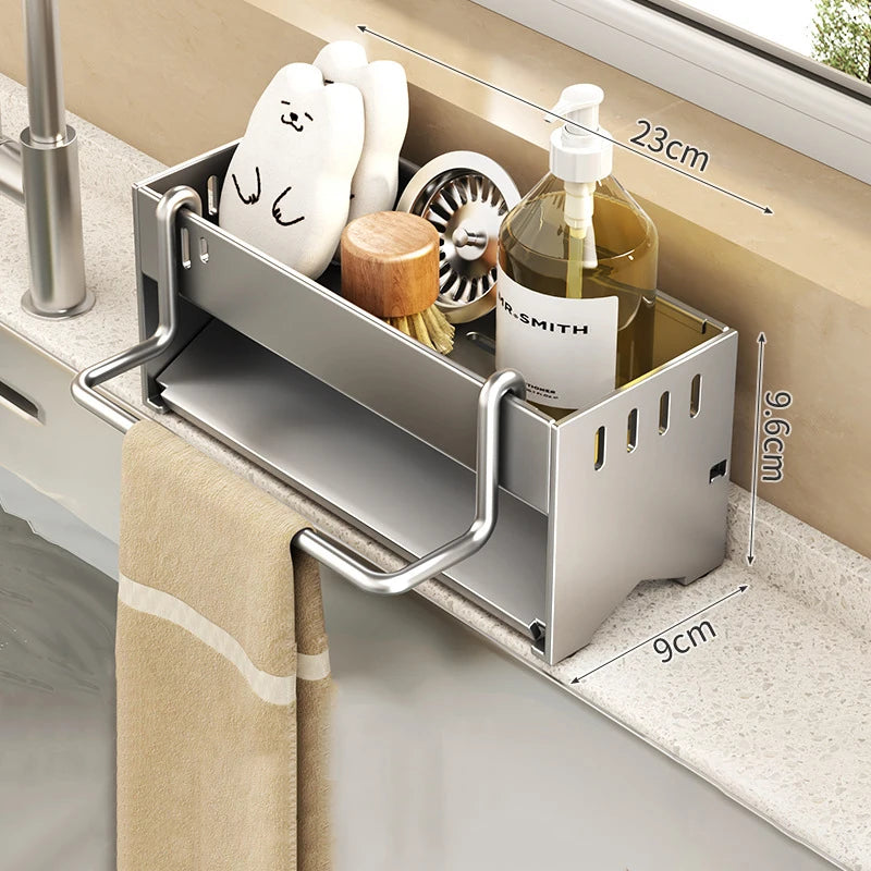 Kitchen Storage Rack Stainless Steel Largecapacity Sink Organiser Draining Rack 9