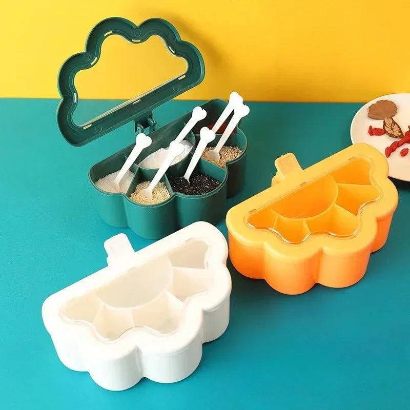 Kitchen Seasoning Box Set with Salt Pepper Sugar Spice Jars