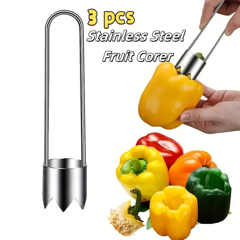 Efficient Stainless Steel Core Remover Tool Fruit Vegetable Corer For Apple Pepper Tomato Cucumber  1