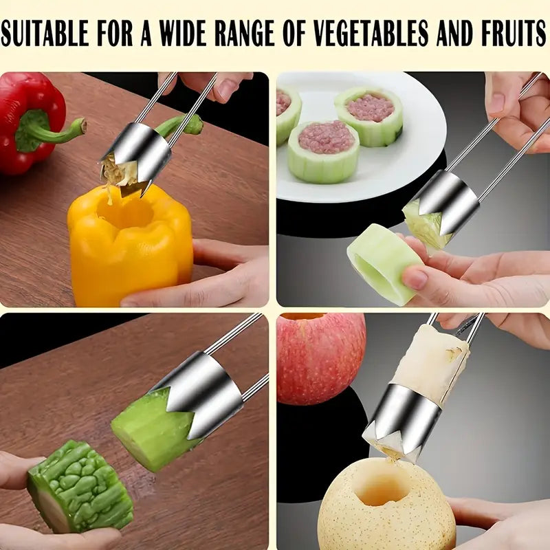 Efficient Stainless Steel Core Remover Tool Fruit Vegetable Corer For Apple Pepper Tomato Cucumber  2
