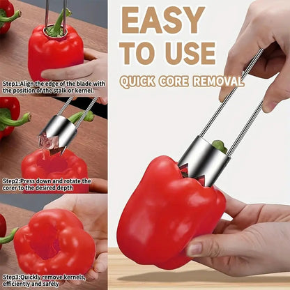 Efficient Stainless Steel Core Remover Tool Fruit Vegetable Corer For Apple Pepper Tomato Cucumber  3