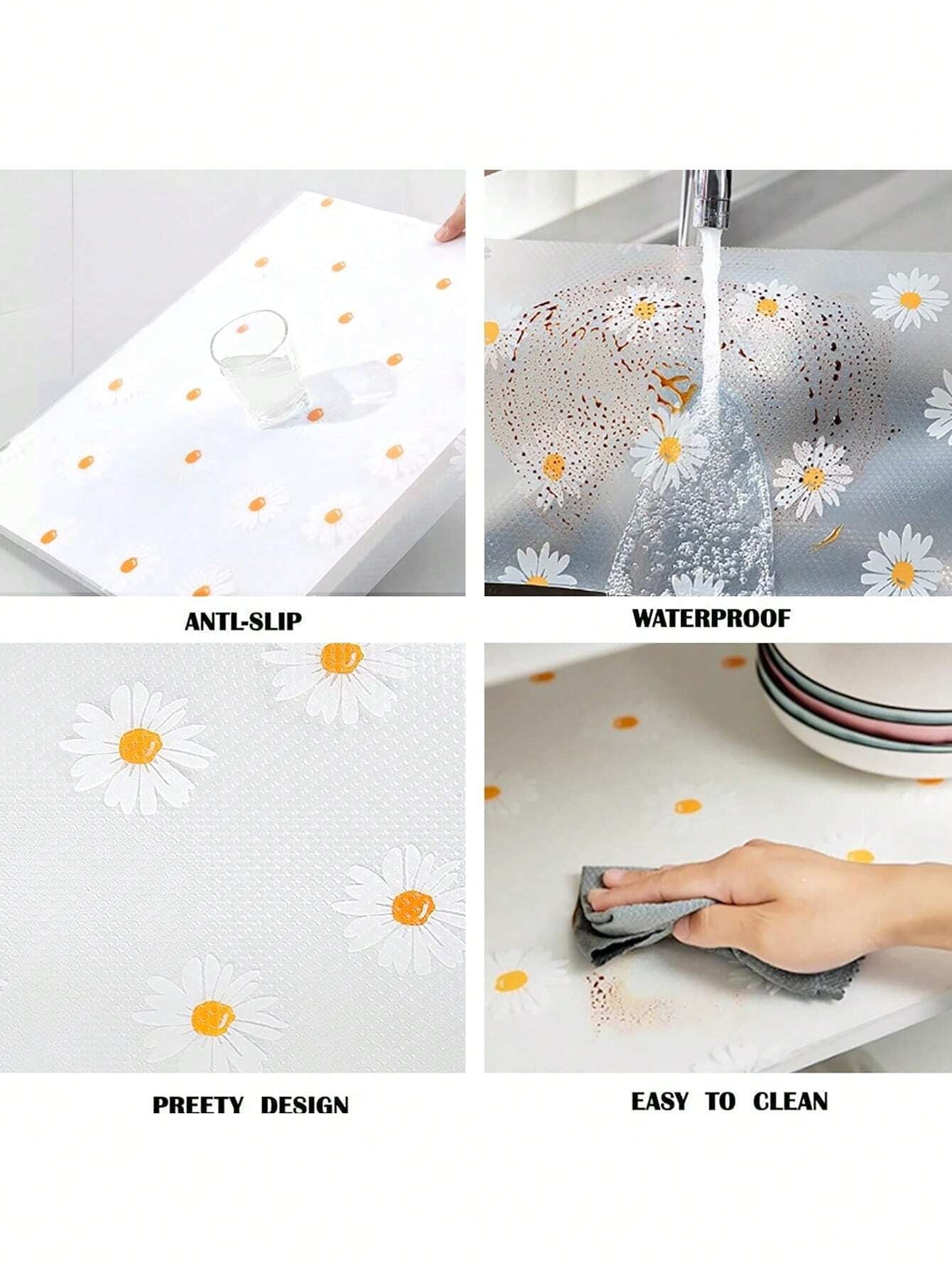 Roll Shelf Liner for Kitchen Cabinets, EVA Waterproof Fridge Pad, Non-Adhesive Drawer Liner for Easy Cabinet Mats