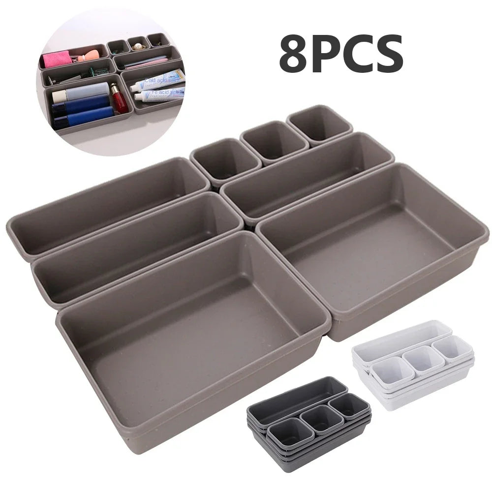 Adjustable Drawer Organizer Box Makeup Cosmetics Divider Kitchen Bathroom Storage Closet Jewelry Tr