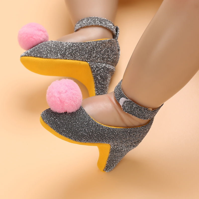 High Heels Shoes For Newborn Baby Girl Princess Bow First Birthday Party Photo Prop Shoes 9