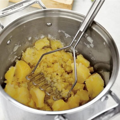 Stainless Steel Potato Masher, Kitchen Gadget, Wavy Pressure Tool for Perfect Mashed Potatoes, Cooking Accessory