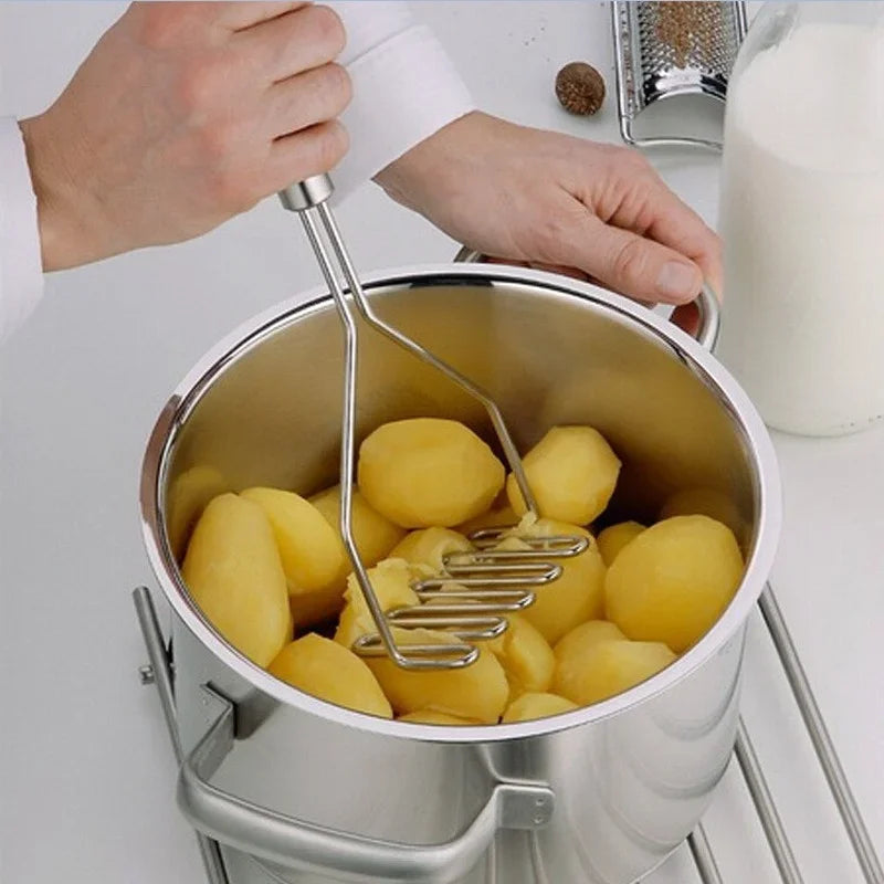 Stainless Steel Potato Masher, Kitchen Gadget, Wavy Pressure Tool for Perfect Mashed Potatoes, Cooking Accessory