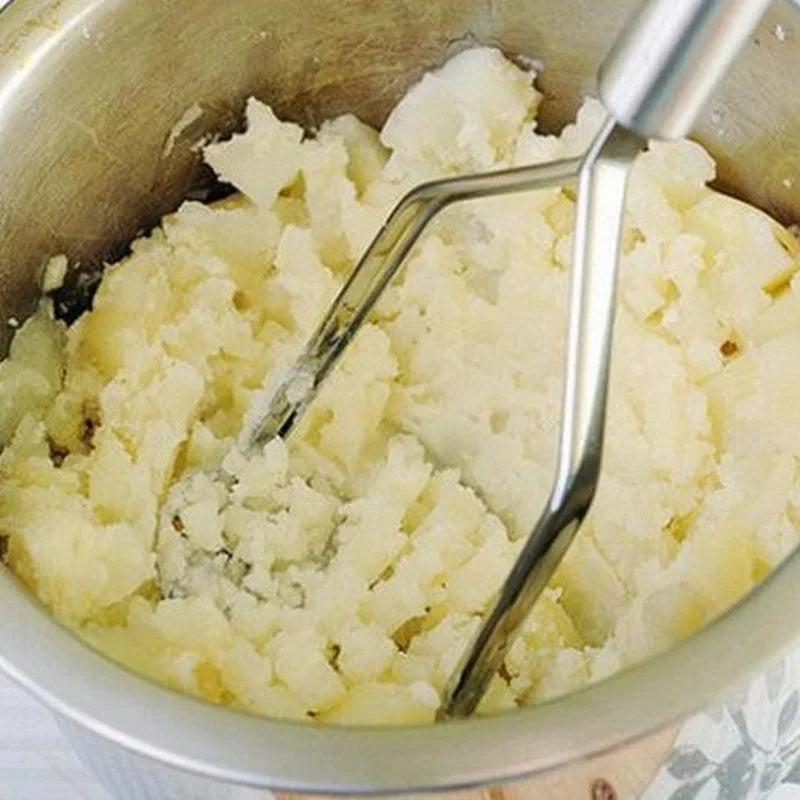 Stainless Steel Potato Masher, Kitchen Gadget, Wavy Pressure Tool for Perfect Mashed Potatoes, Cooking Accessory