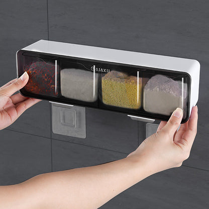 Kitchen Wall-mounted Spice Rack, Salt Pepper Seasoning Box Organiser, Spice Jar Sugar Bowl Set for Kitchen Gadget