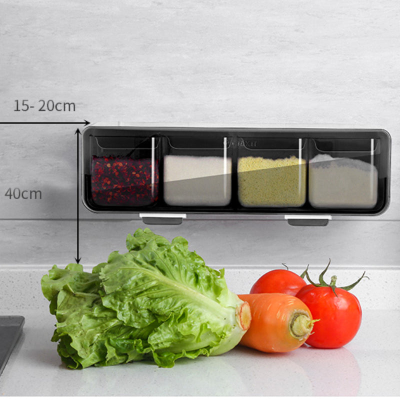 Kitchen Wall-mounted Spice Rack, Salt Pepper Seasoning Box Organiser, Spice Jar Sugar Bowl Set for Kitchen Gadget