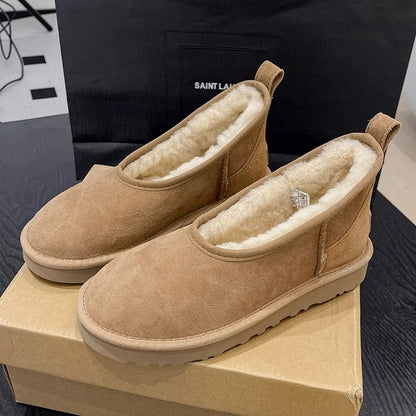 Womens Plush Winter Snow Ankle Boots Warm Cotton Fleece Lined Casual Comfort Flats 1