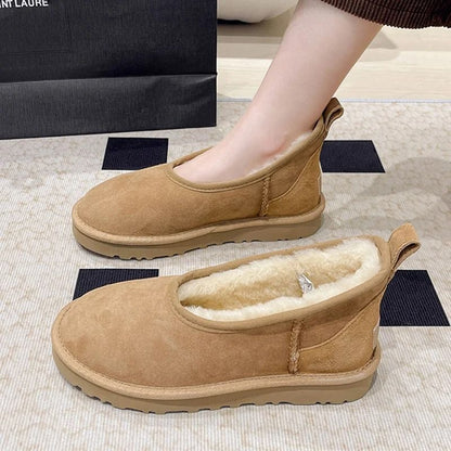 Womens Plush Winter Snow Ankle Boots Warm Cotton Fleece Lined Casual Comfort Flats 2