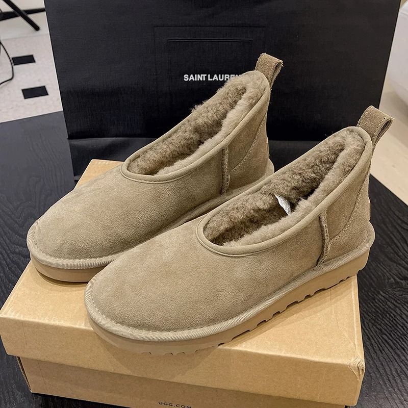 Womens Plush Winter Snow Ankle Boots Warm Cotton Fleece Lined Casual Comfort Flats 7