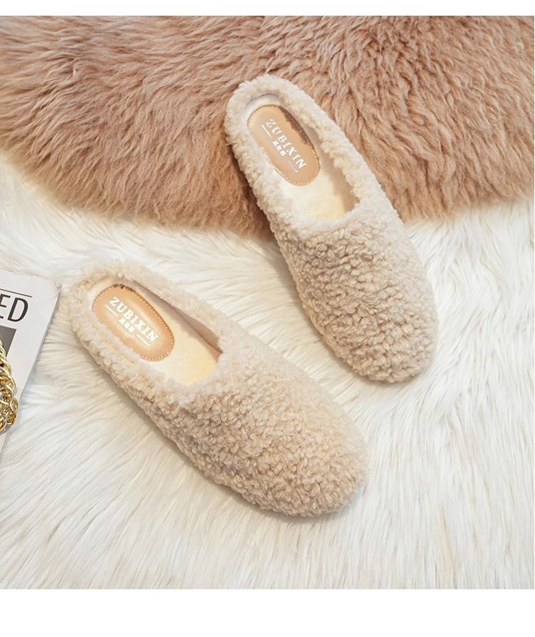 Womens Lambwool Winter Moccasins Warm Plush Fur Loafers Comfortable Cotton Flats 12