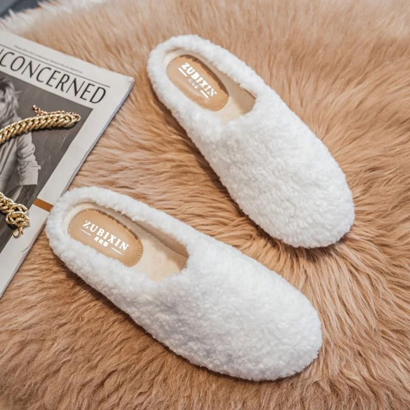 Womens Lambwool Winter Moccasins Warm Plush Fur Loafers Comfortable Cotton Flats 14