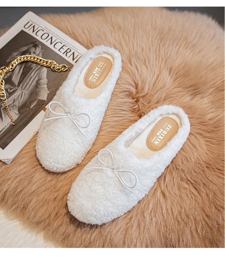 Womens Lambwool Winter Moccasins Warm Plush Fur Loafers Comfortable Cotton Flats 7