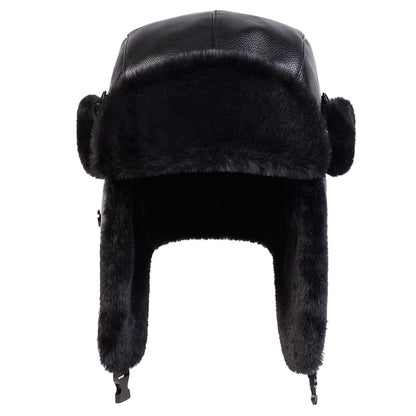Warm Ski Hat Bomber, Unisex PU Lei Feng Hat, Winter Earflap Hat for Snow Activities