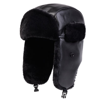 Warm Ski Hat Bomber, Unisex PU Lei Feng Hat, Winter Earflap Hat for Snow Activities